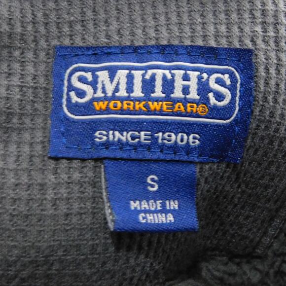 Smith's Workwear Waffle Knit Henley Sweater Size S Gray Fleece Lined - Picture 2 of 3